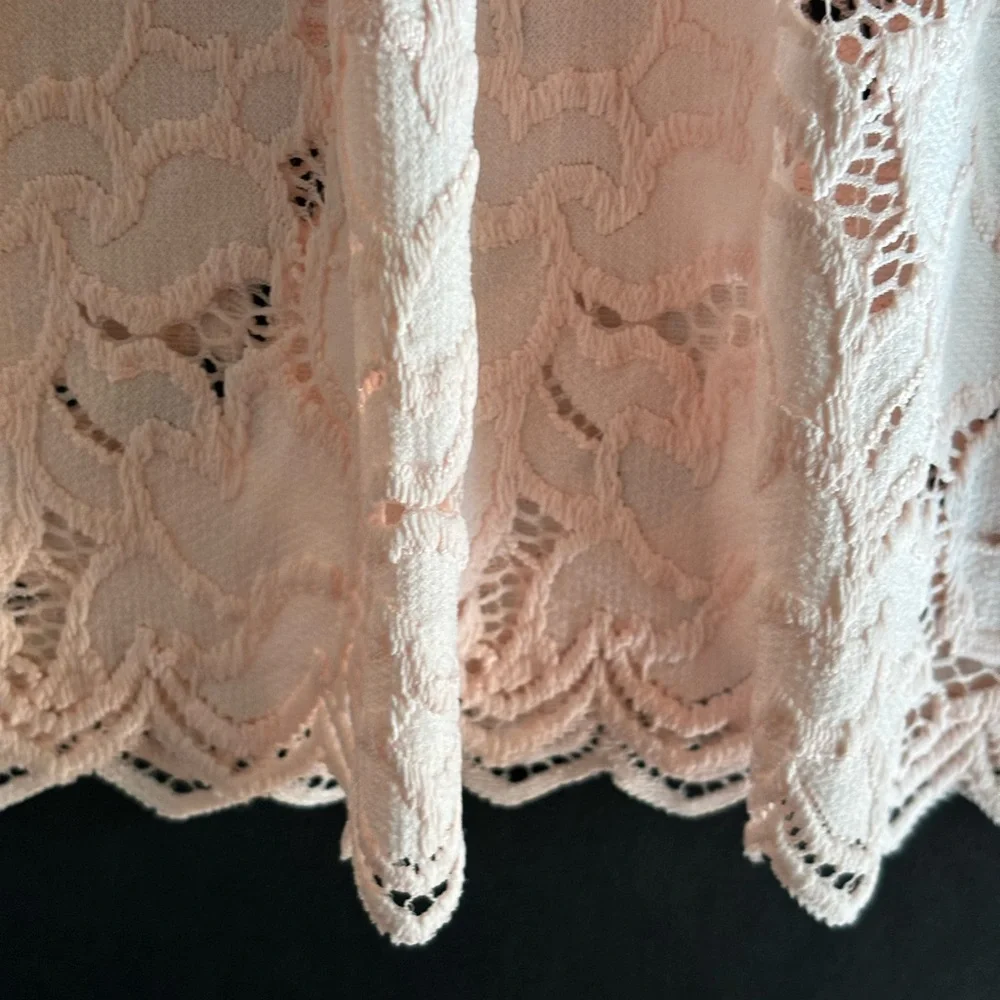 FREE PEOPLE NWT Sz XS Pink Lace BOHO Blouse - Picture 4 of 12